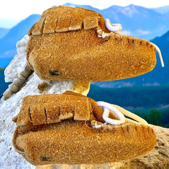 Genuine Buffalo Leather Baby Infant Moccasin Booties size 1 - 0-3 months NEW USA - Picture 2 of 16